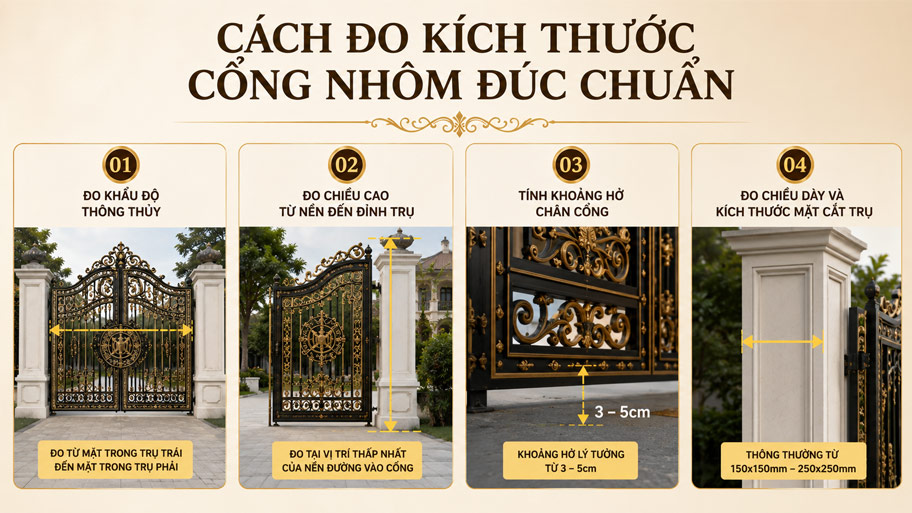 Cách đo kích thước cổng nhôm đúc chuẩn