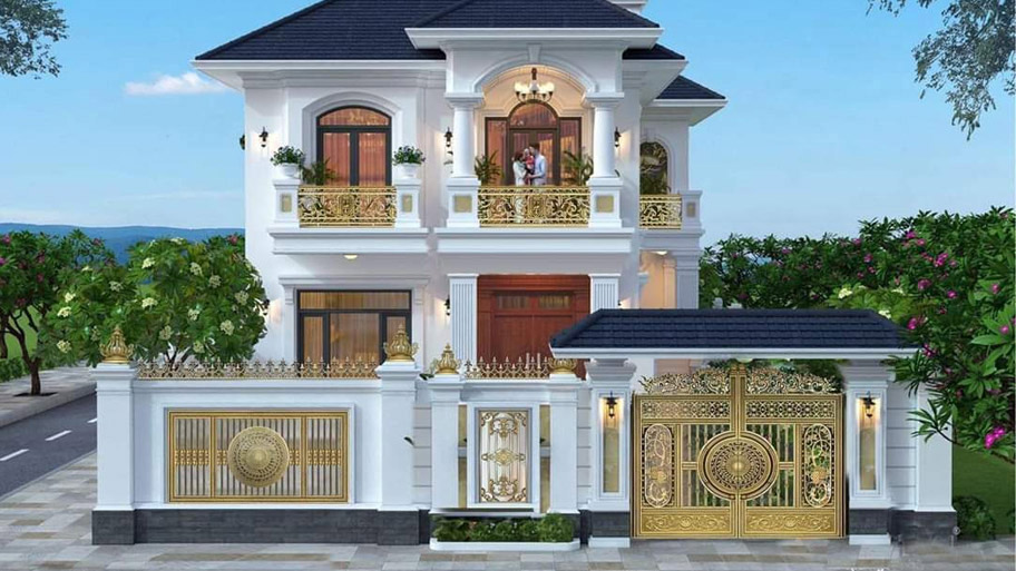 Cổng nhôm đúc thủ công cho nhà phố