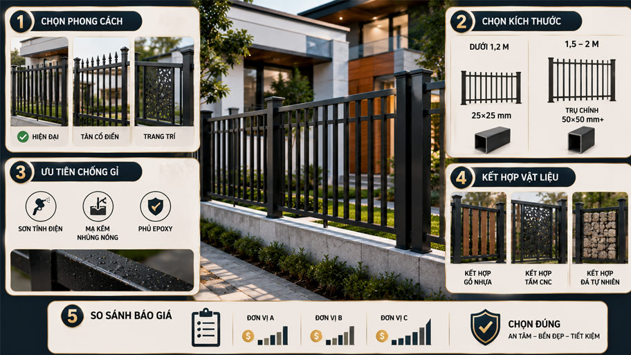 Hướng dẫn chọn màu hàng rào sắt hộp phù hợp