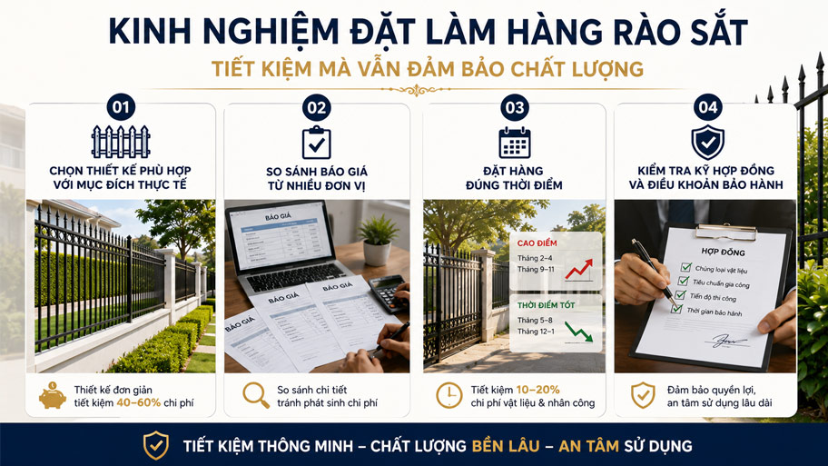 Kinh nghiệm đặt làm hàng rào sắt tiết kiệm