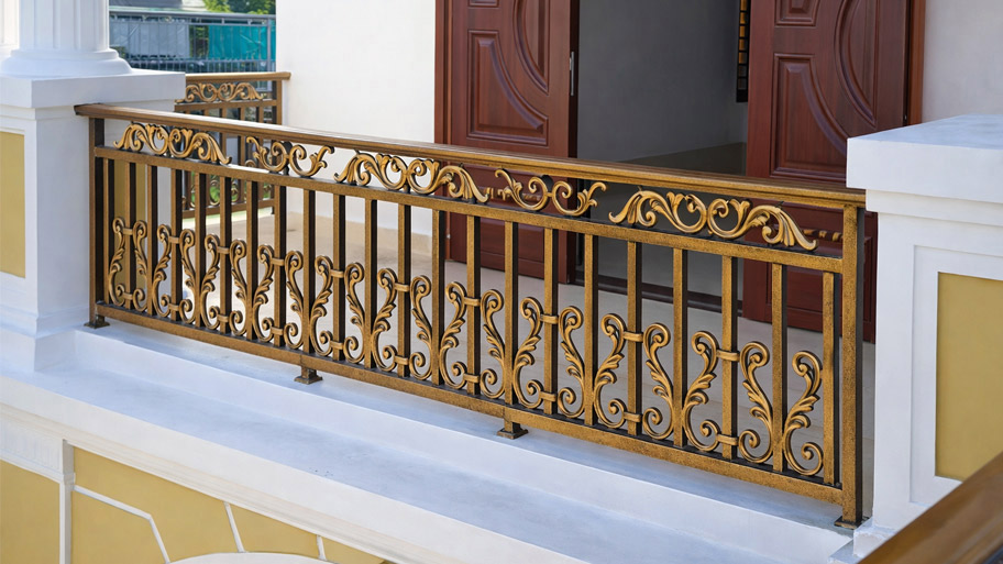 Lan can nhôm đúc mạ đồng cho ban công
