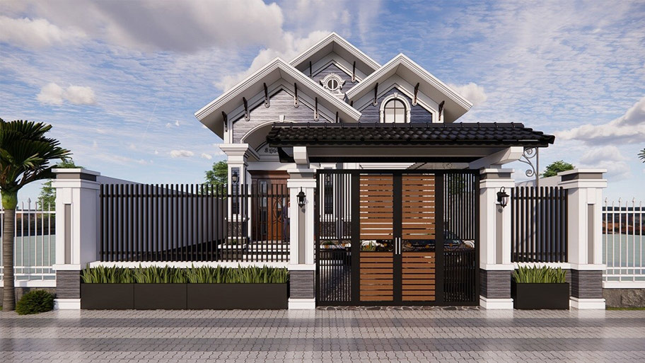 Nhà phố sử dụng hàng rào sắt hộp