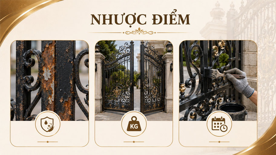Nhược điểm của cổng sắt mỹ thuật 2 cánh