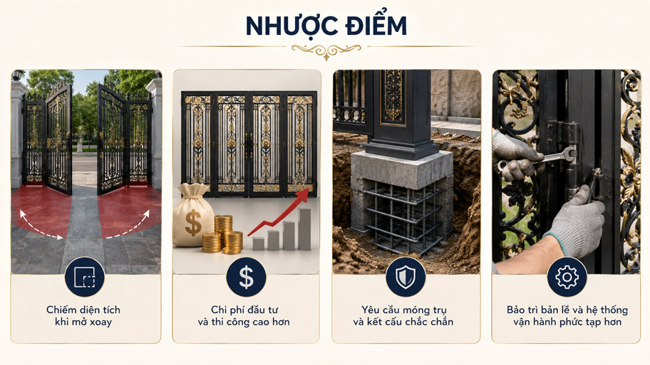Nhược điểm của cổng sắt mỹ thuật 4 cánh