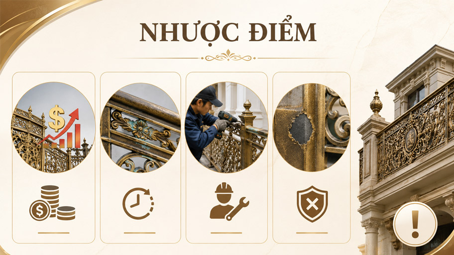 Nhược điểm lan can nhôm đúc mạ đồng