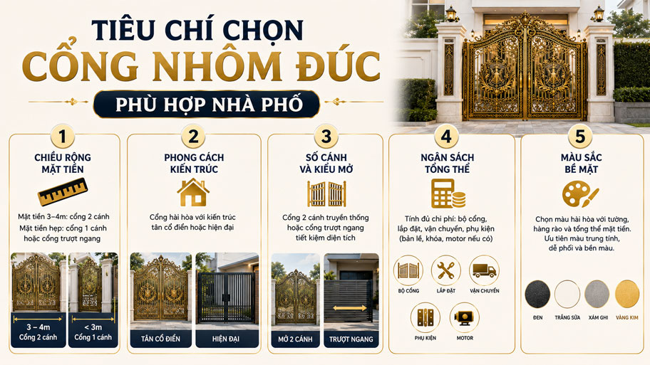 Tiêu chí chọn công nhôm đúc phù hợp nhà phố