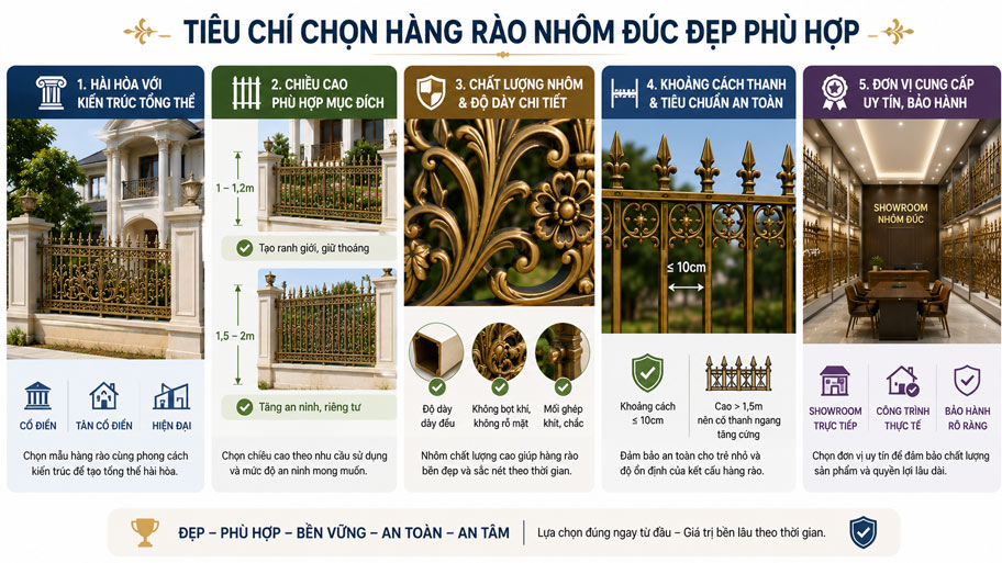 Tiêu chí chọn hàng rào nhôm đúc đẹp phù hợp